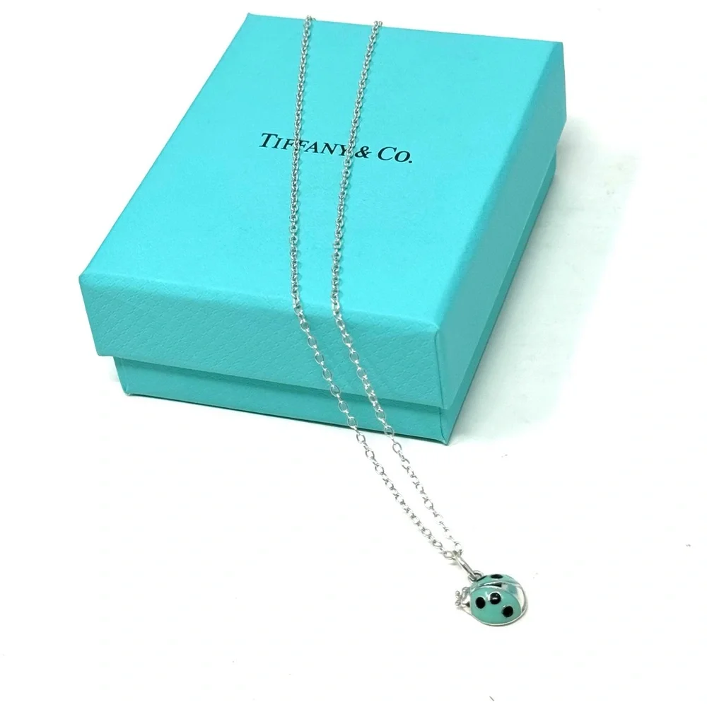 Authentic Tiffany & co. Enamel Blue / Black Lady Bug Pendant Necklaces. - Picture 12 of 12
